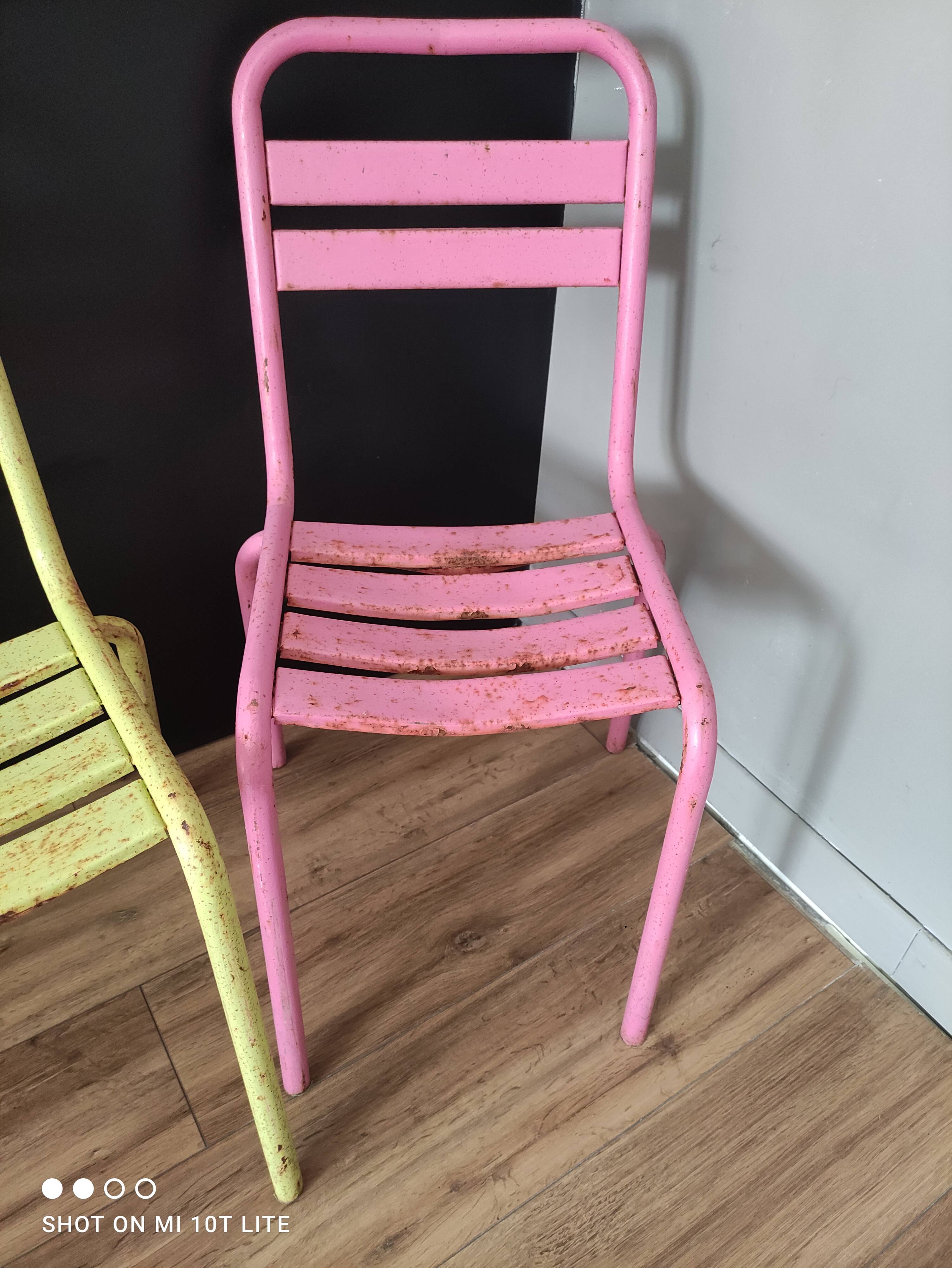 Set of 4 50s bistro chairs in rusty metal