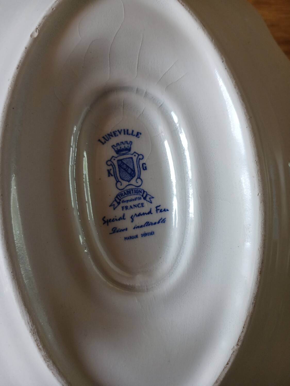 Old Lunéville earthenware sauce boat