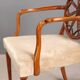 Antique cherry wood and fabric armchairs, United Kingdom, 20th century