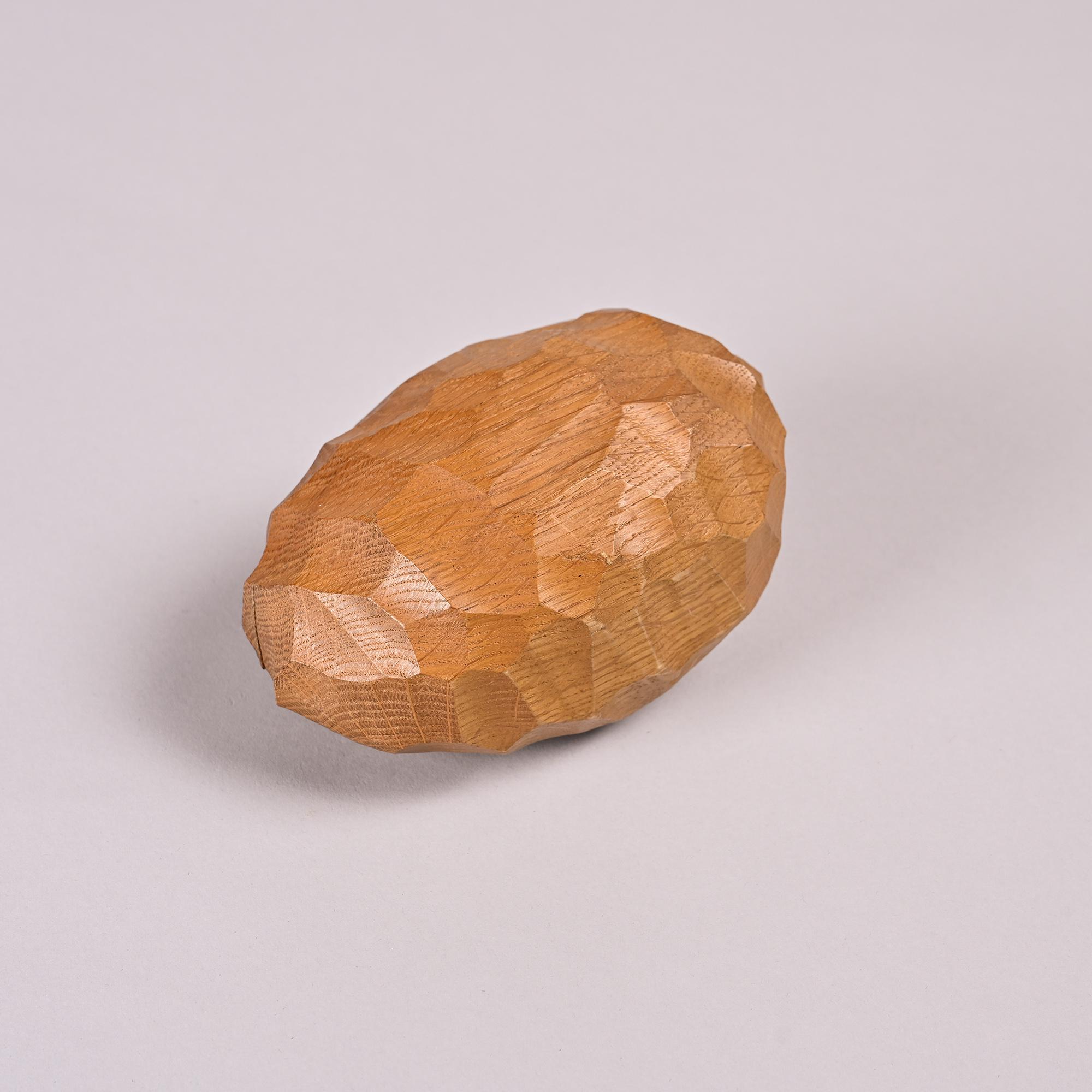 Carved box with a chisel in solid wood, France, around 1960.