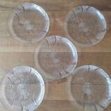 Set of 5 'Flowers' transparent plates by Arcoroc