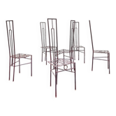 Ensemble de 6 chaises en fer plein de style postmodern, 1980
