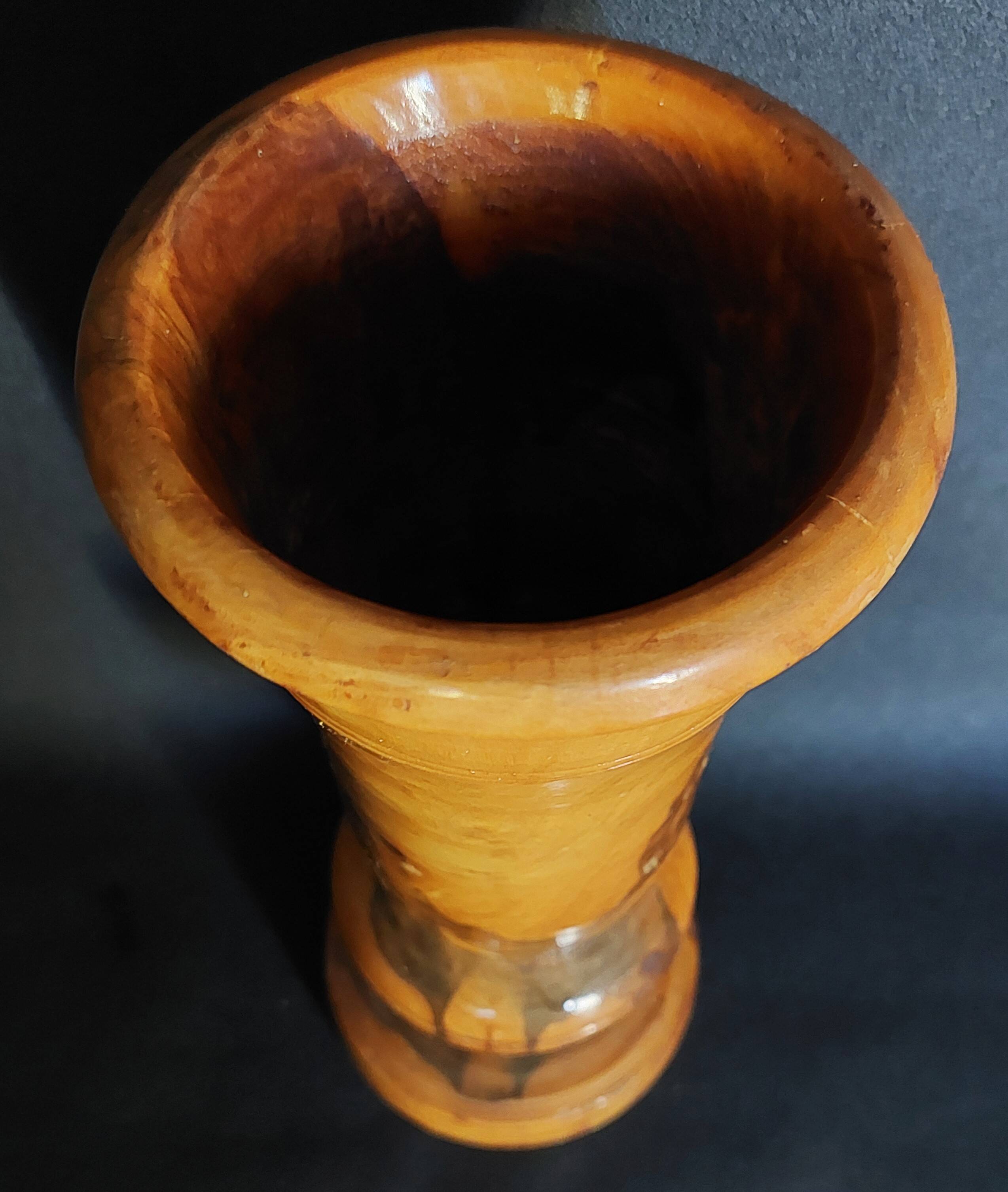 Vintage turned olive wood bowl