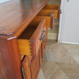 Rustic buffet in Louis XV-Regency style, dovetailed, cherry wood finish, solid wood.