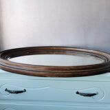 Miroir ovale vintage en bois, 1970 (82 cm x 55 cm)