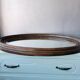 Vintage oval wooden mirror, 1970 (82 cm x 55 cm)