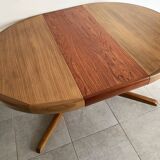 Table scandinave ronde Baumann vintage à pied central étoile extensible