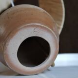 Sandstone lamp, raffia lampshade, 70s