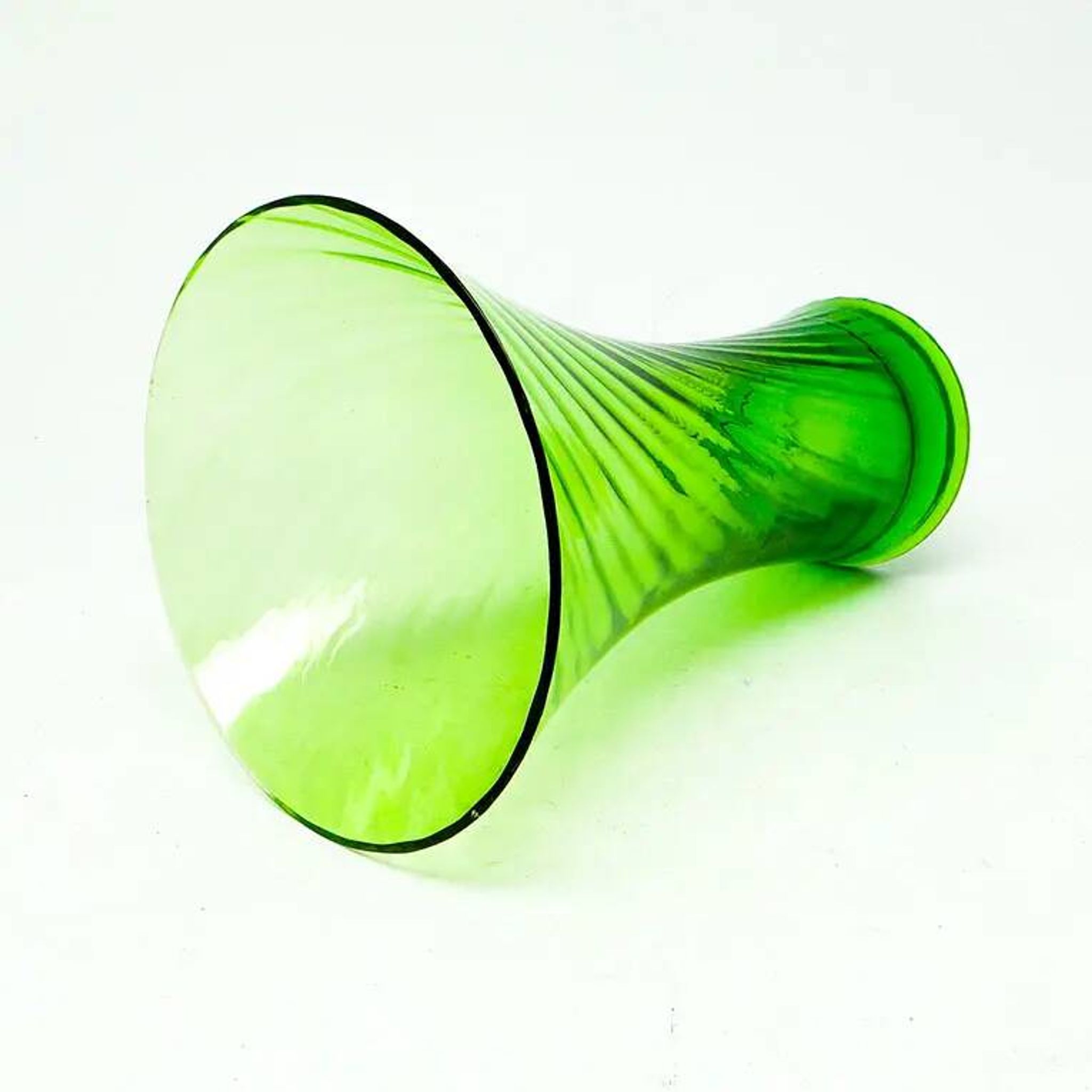 Postmodern vase, green glass, Huta Hortensja, Poland, 1970s
