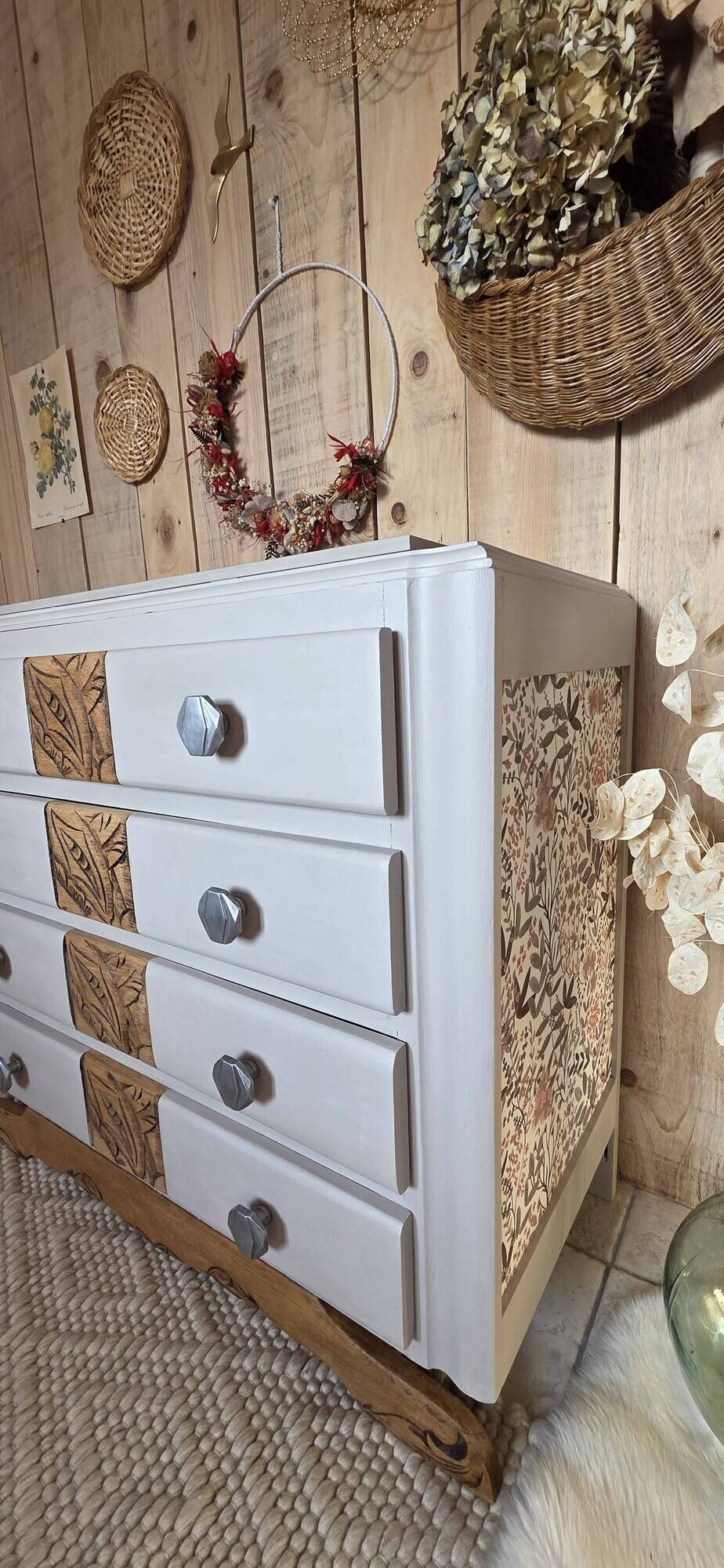 Art Deco chest of drawers with mustache feet