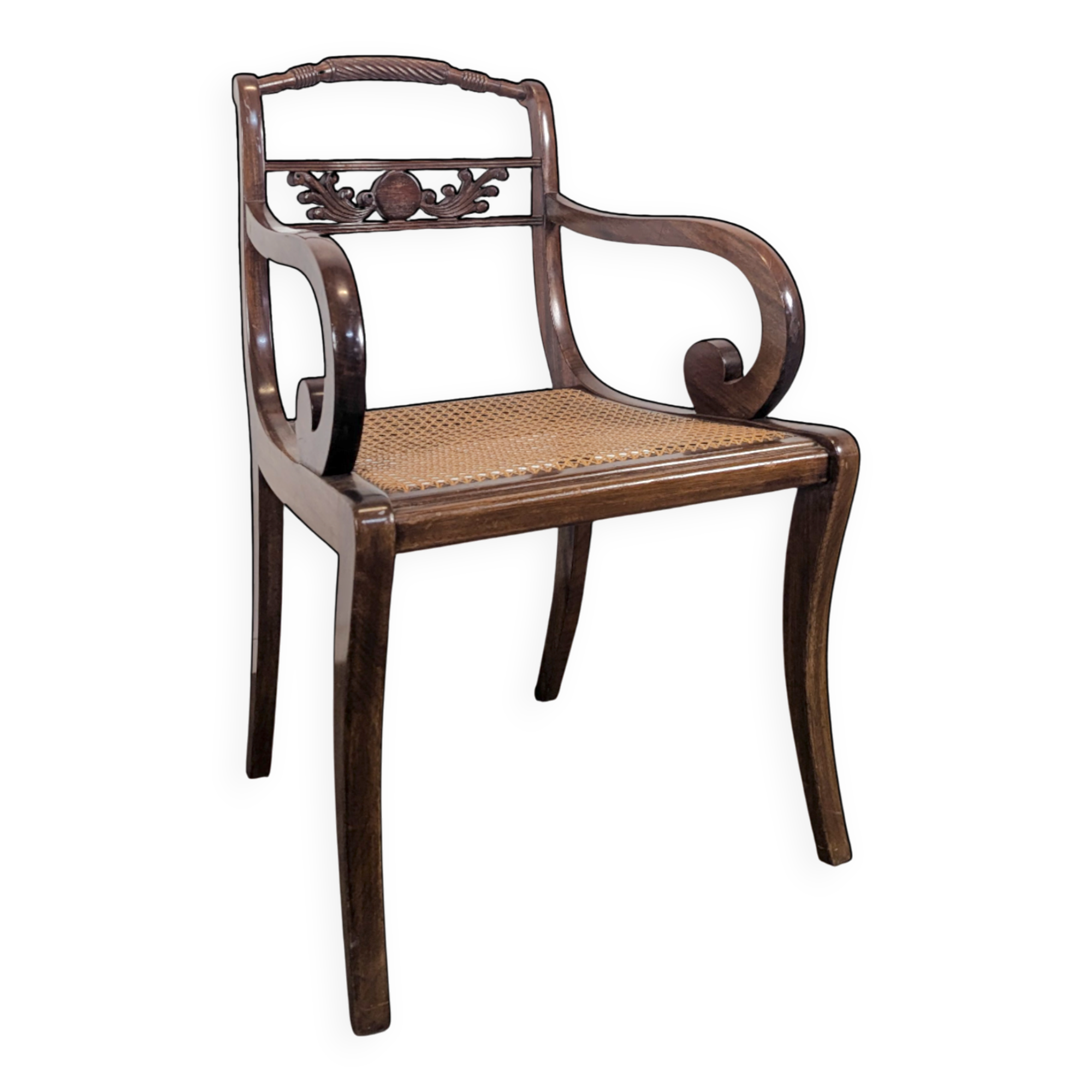 Fauteuil canné anglais du XIX ème