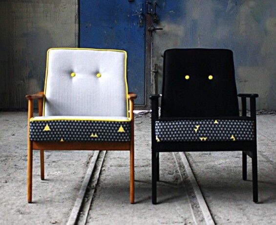Chair vintage yellow triangles