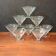 8 conical glasses with a vintage 1950s line pattern.