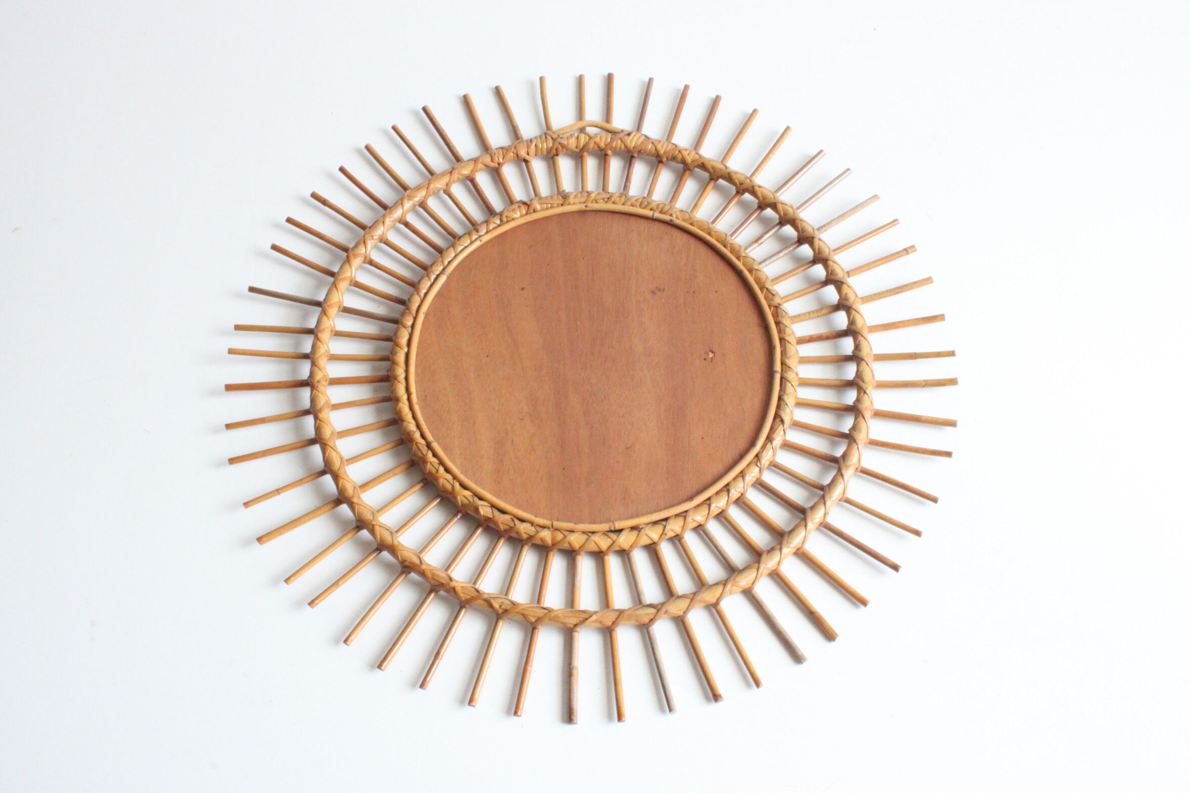 Rattan sunburst mirror 70cm, 1950
