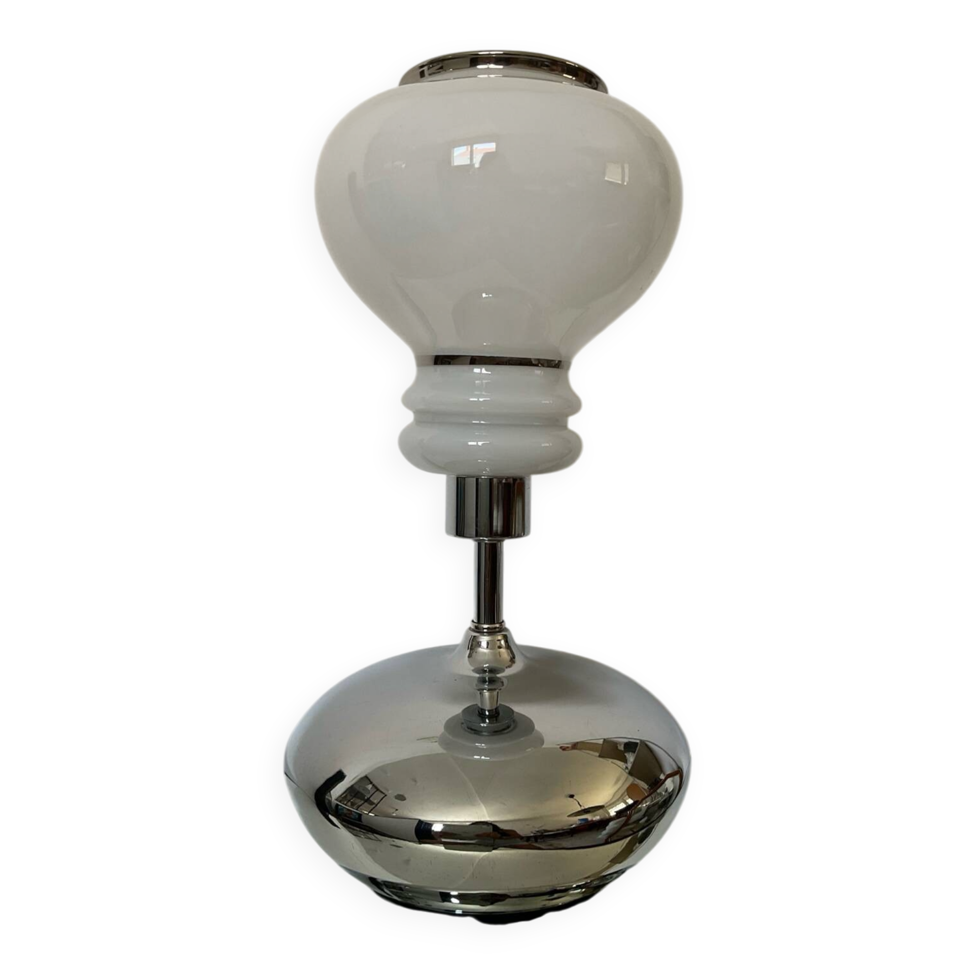 Vintage lamp in opaline and chrome metal