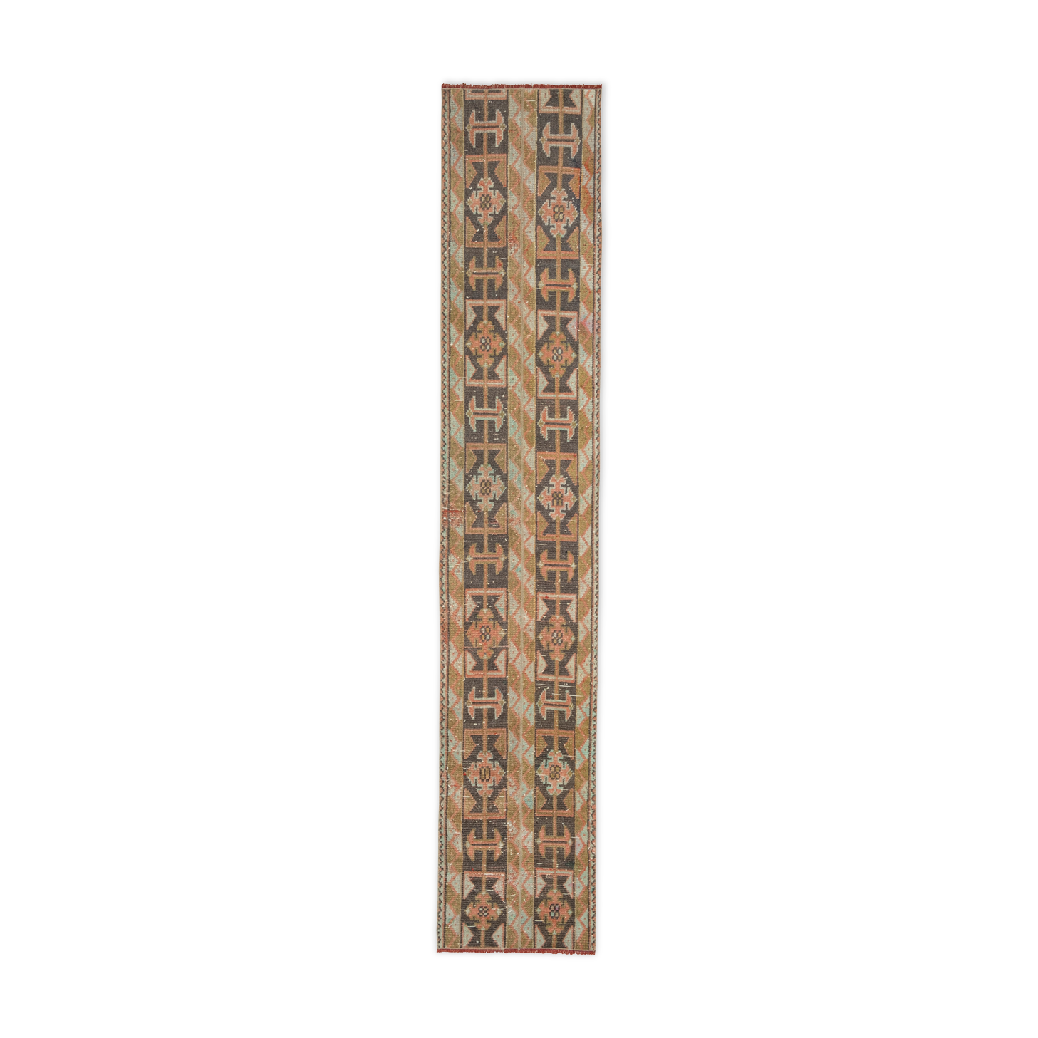 Vintage boho turkish ethnic design narrow hallway runner rug