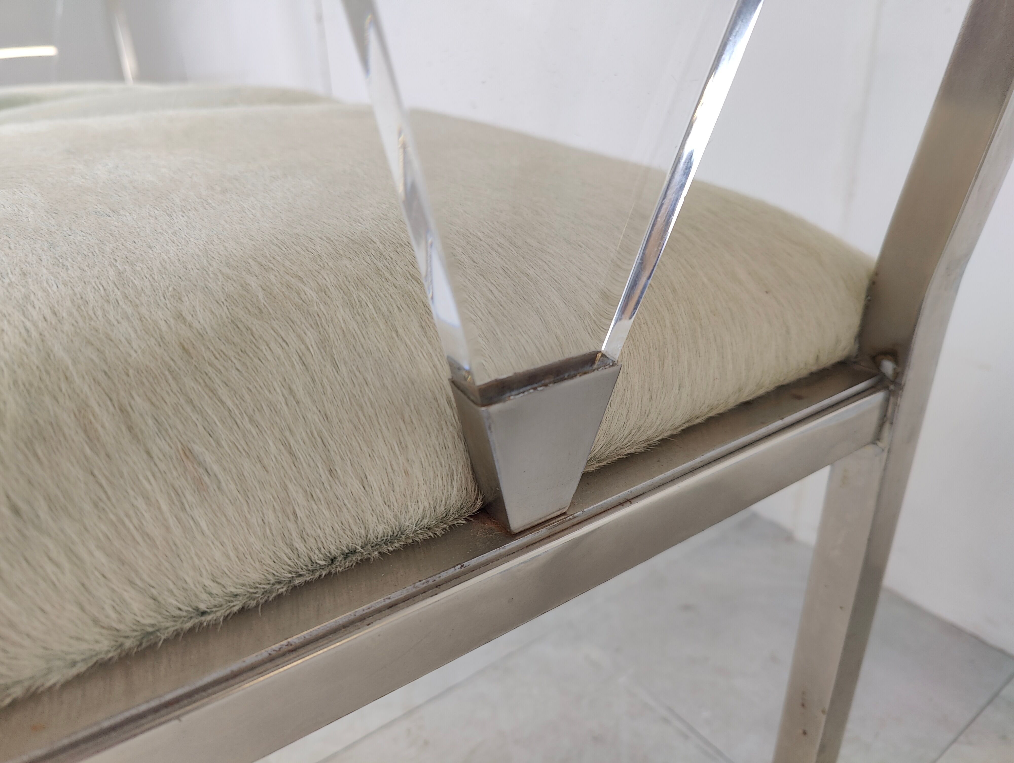 Metal and lucite dining chairs by Belgochrom, 1970s