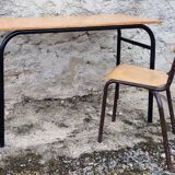 Bureau écolier double, bois et métal, vintage, années 60