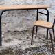 Double school desk, wood and metal, vintage, 60s