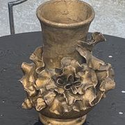 Pair of slip vases, ceramic with golden patina, signed Édouard Gilles.