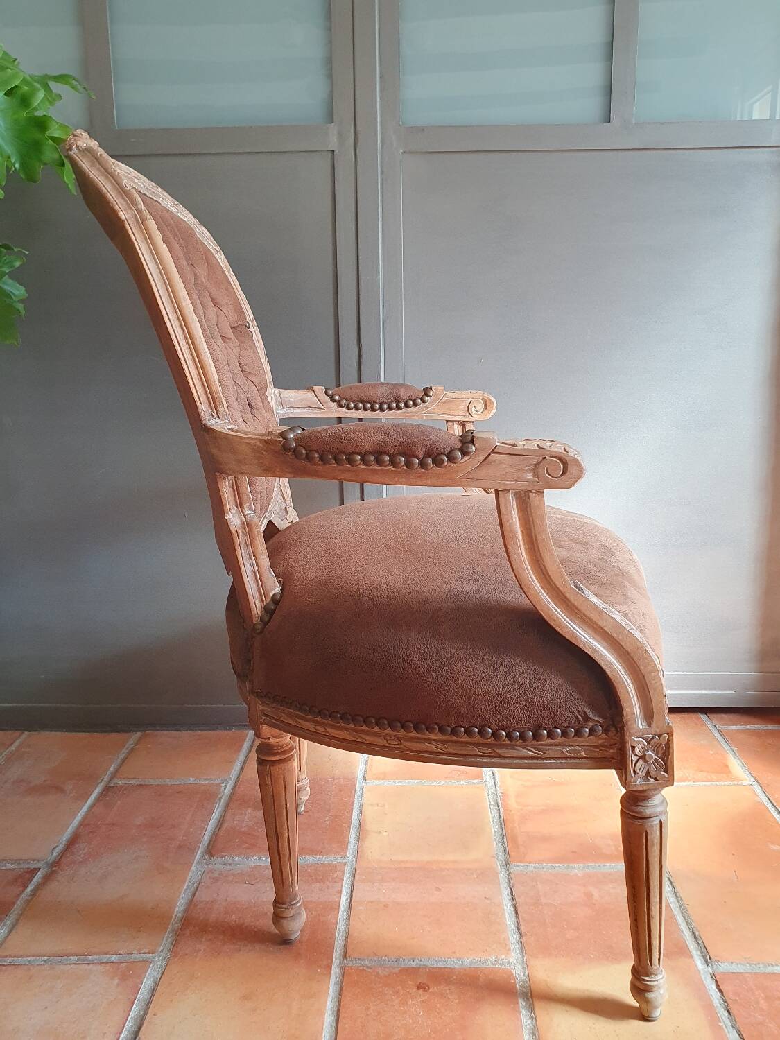 Baroque suede armchair
