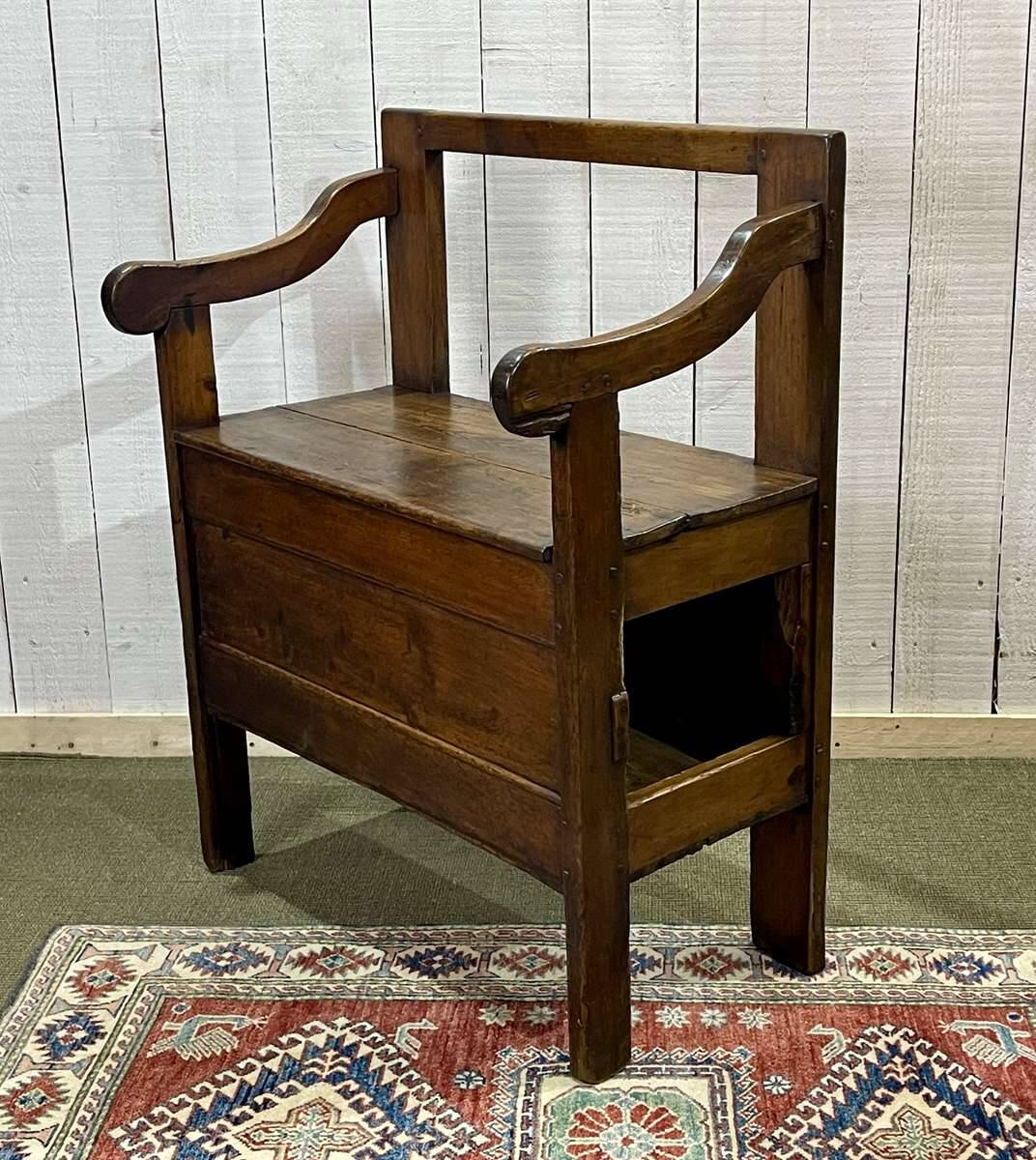 19th century fir fireplace bench