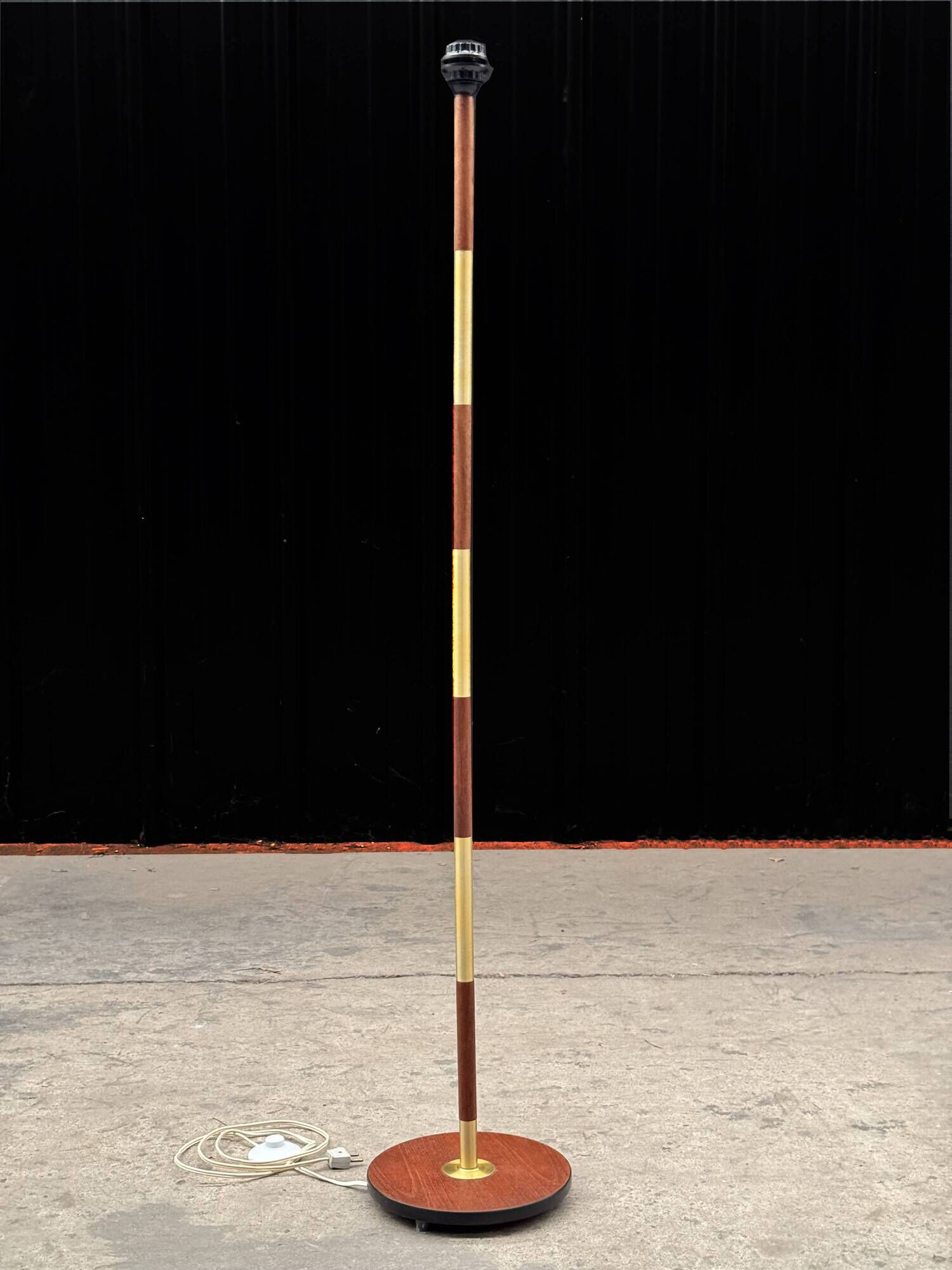 Scandinavian teak and brass floor lamp
