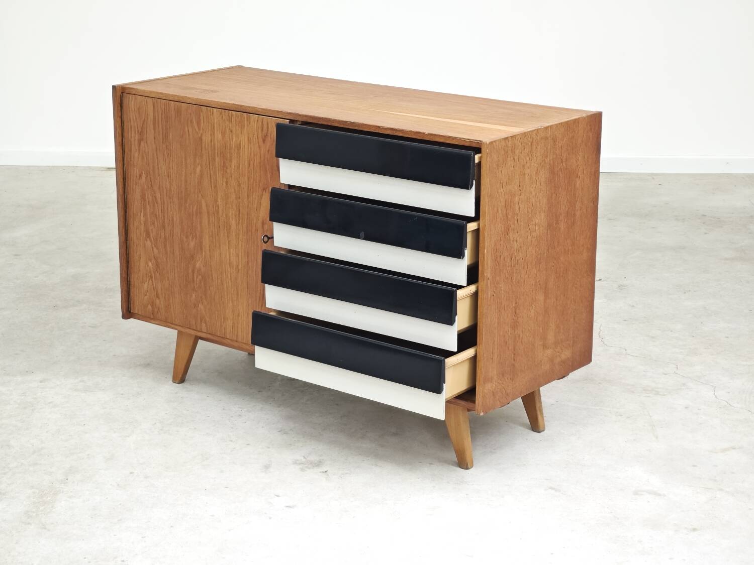 U-458 Sideboard Cabinet by Jiri Jiroutek for Interier Praha black and white 1960