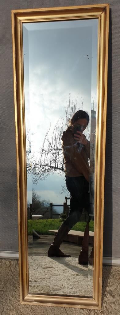 Beveled mirror gilded frame 140x42