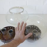 Set of 2 Vintage Space Age Stye Sconces Copper Flush Mount Lights 1980's