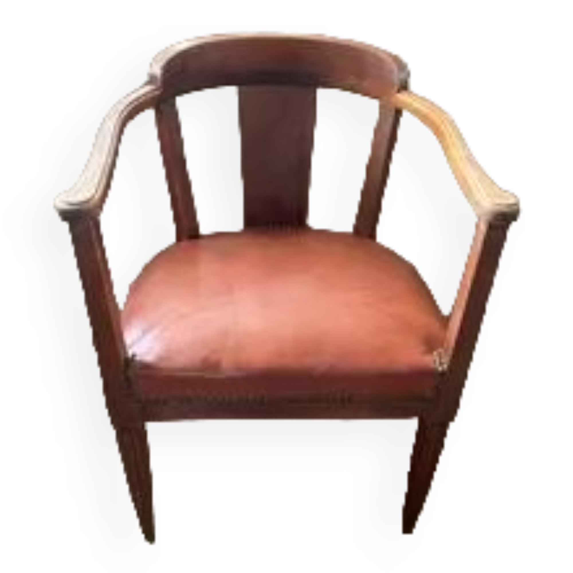 Vintage armchair art Deco - Hetre and leather