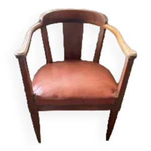 Fauteuil art deco, hêtre et cuir