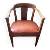 Vintage armchair art Deco - Hetre and leather