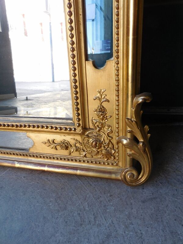 Gilded wooden mirror louis xv with frame