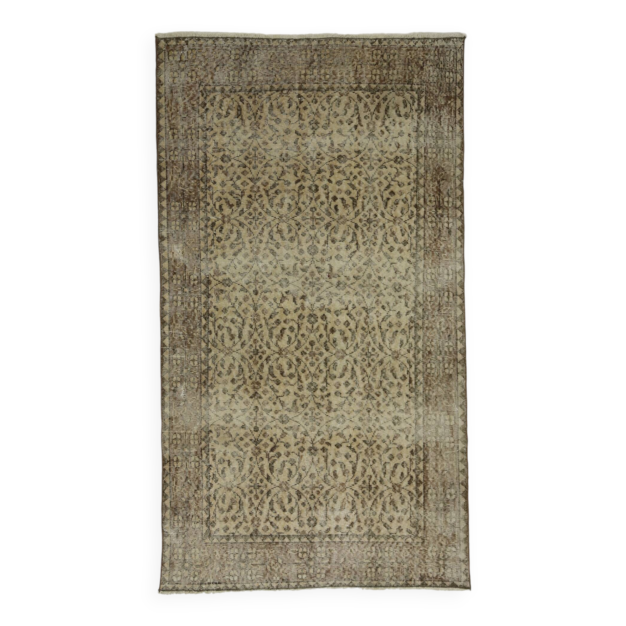 Turkish Anatolian Handmade Vintage Area Rug 201 cm x 114 cm