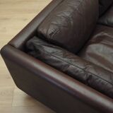 Canapé en cuir marron, design danois, années 1960, production : Danemark