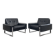 Pair of black leather armchairs