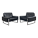 Pair of black leather armchairs