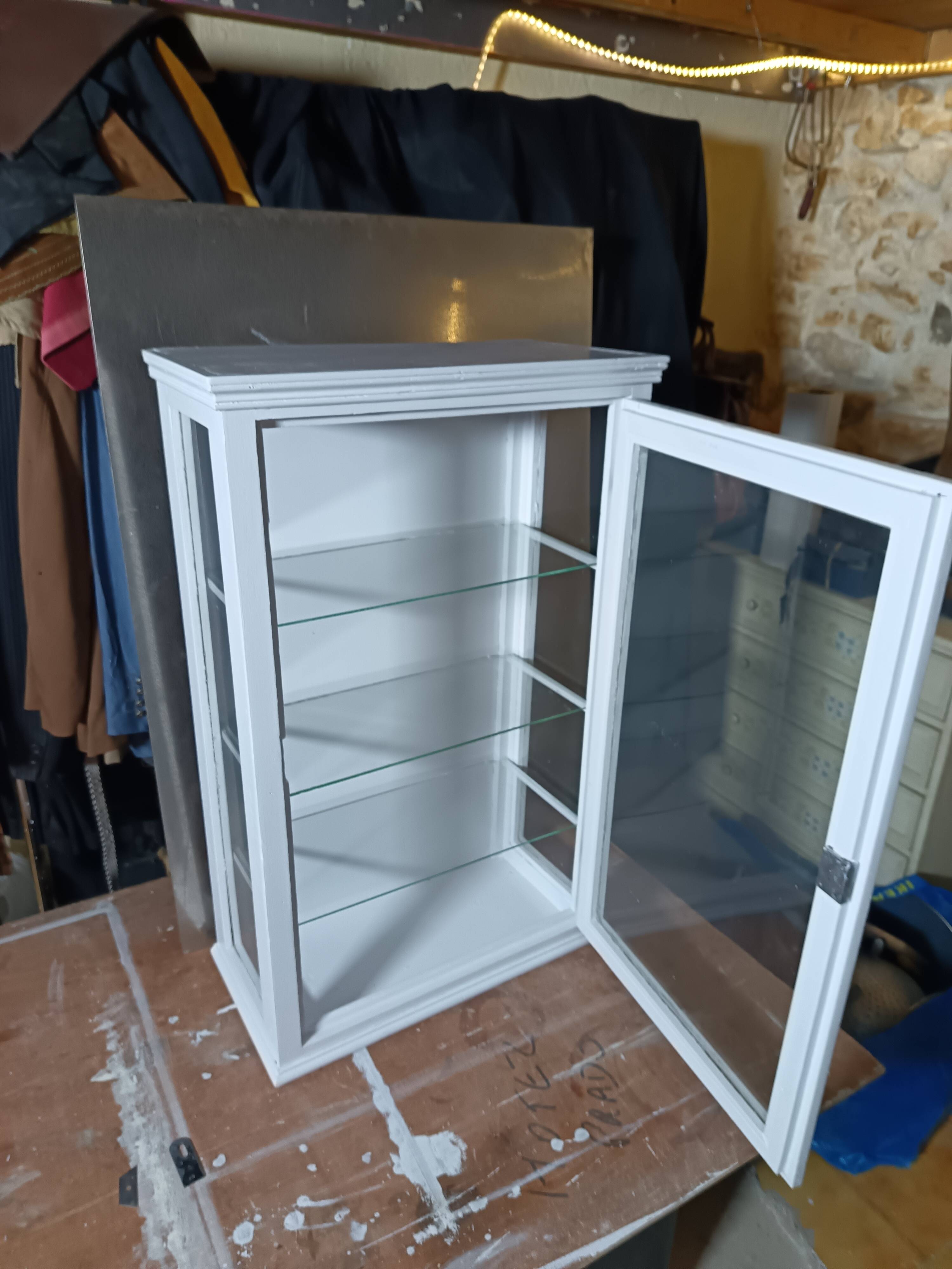 Display cabinet / Silver cabinet with 1 door from the 1950s.
