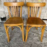 Pair of Vintage Bistro Chairs LUTERMA Light Wood 1960s