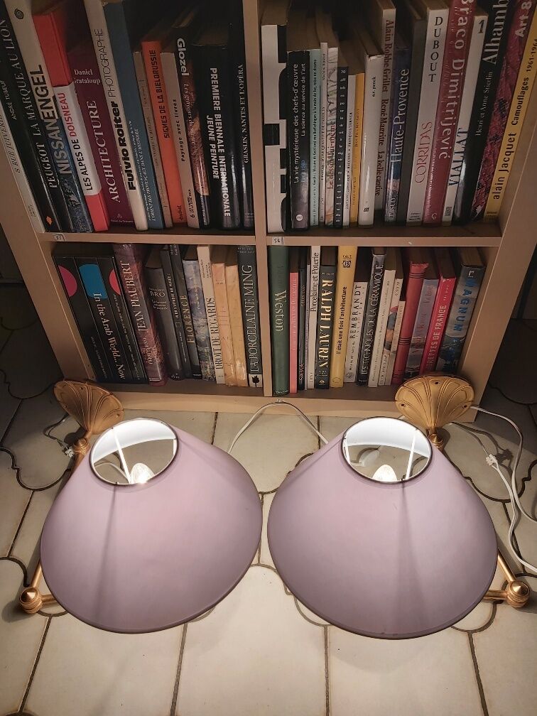 Pair of gilded bronze wall lamps