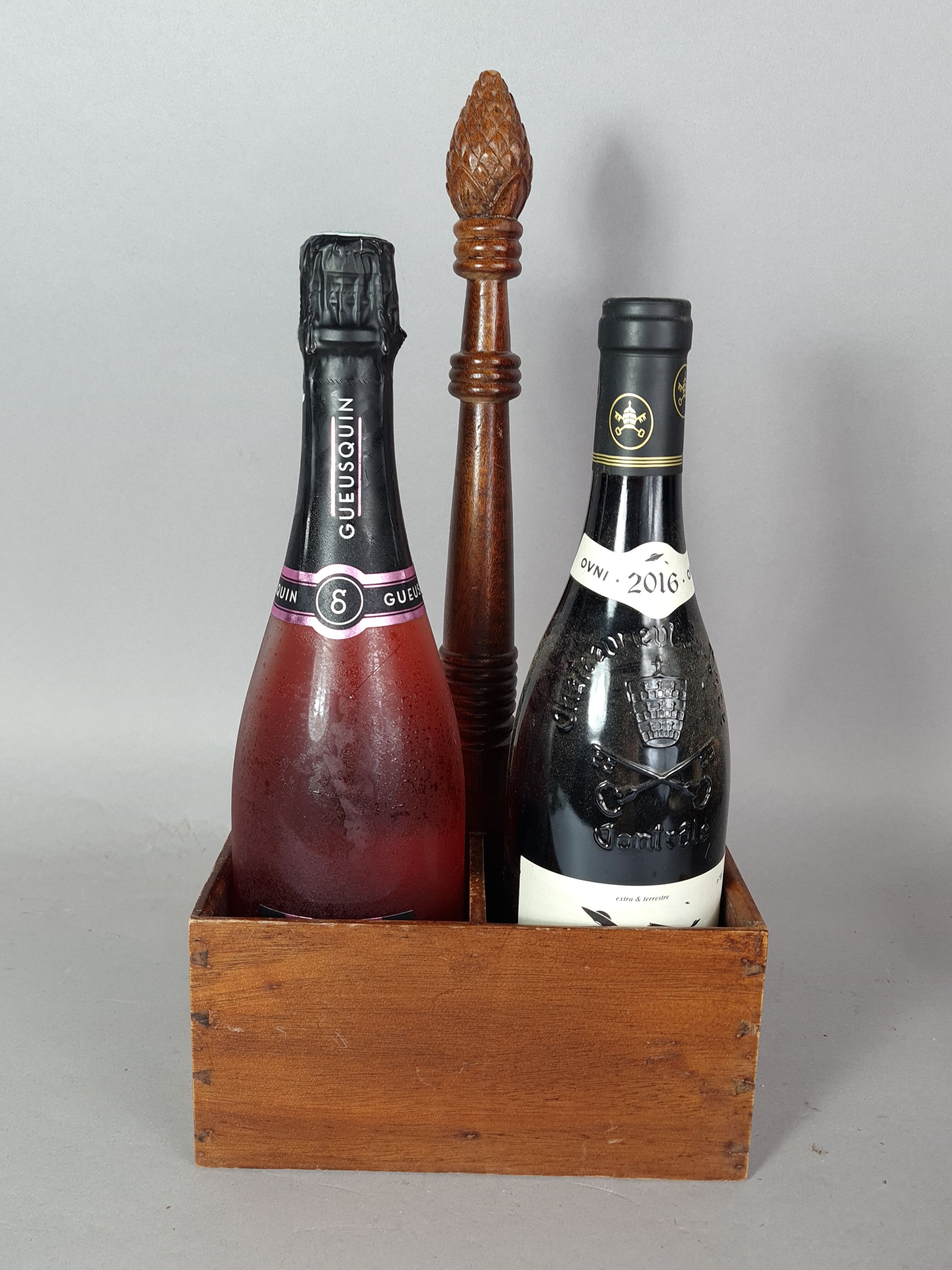 Walnut bottle holder