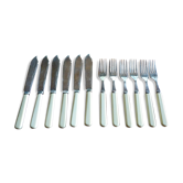 Bakelite fish cutlery silver metal old 1920/1930 6 forks and 6 knives