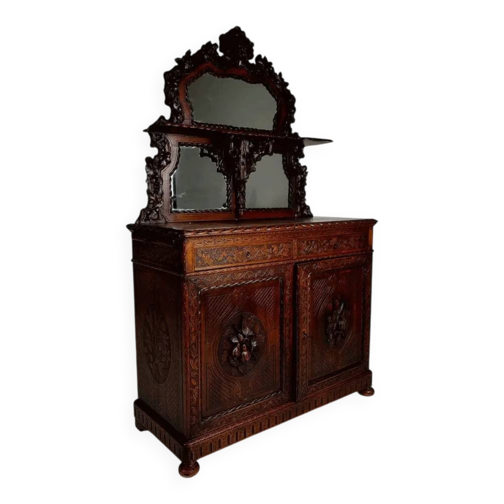 Horrix buffet cabinet with mirror – Black Forest style, by Horrix