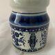 4 old blue and white delfts earthenware spice jars