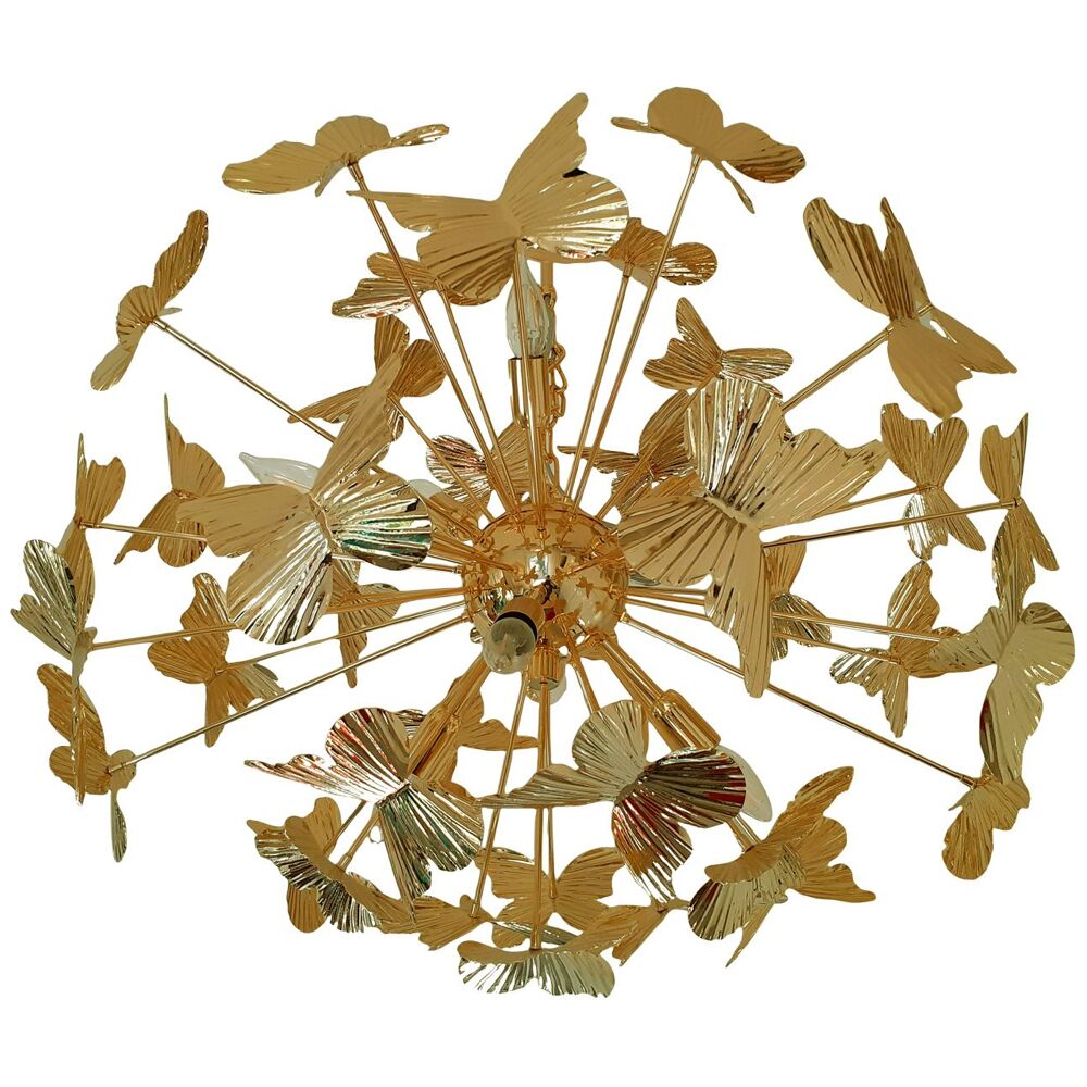 Striped brass chandelier