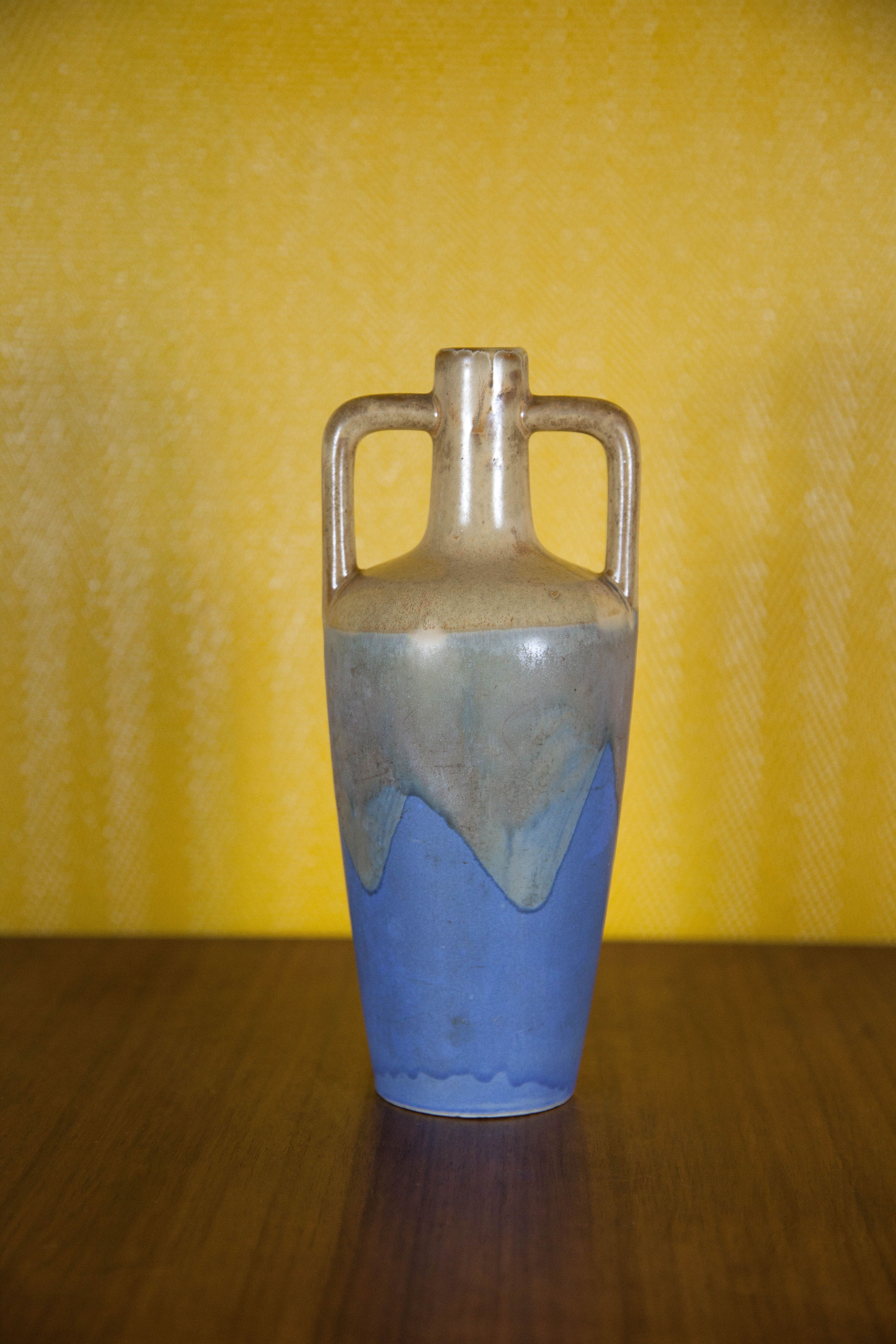 Flamed glazed stoneware bottle, Fournier Demars St-Amand alcohol bottle, amphora vase