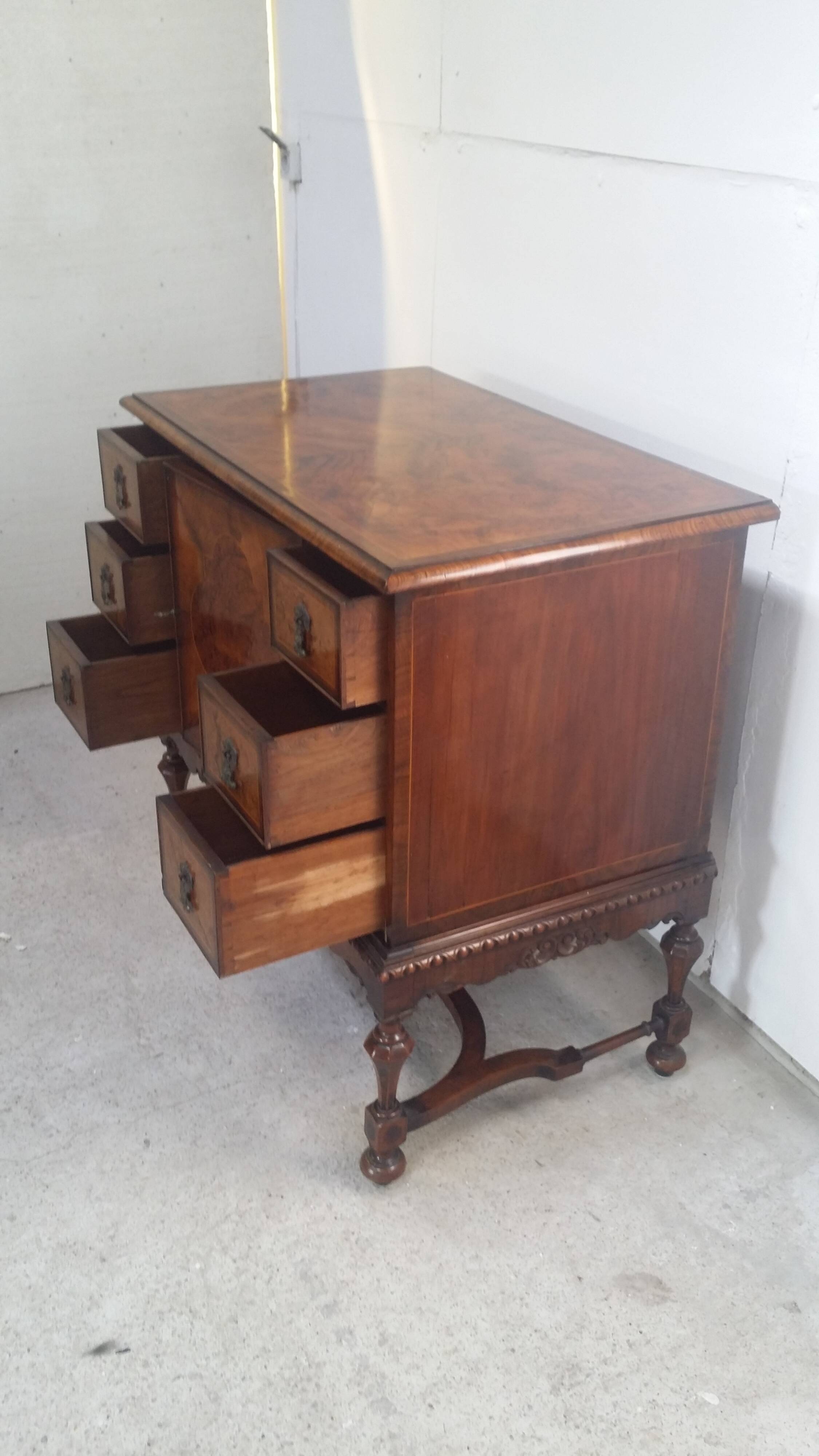 English burl walnut cabinet