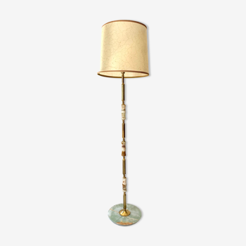 Brass and onyx marble floor lamp