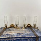 Paire d’appliques doubles dorées